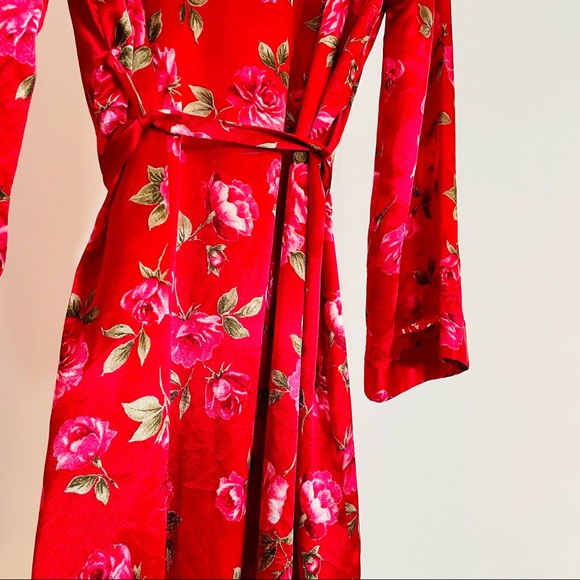 90s Vintage California Dynasty Robe | Red Roses | EUC Size Large - Picture 8 of 12